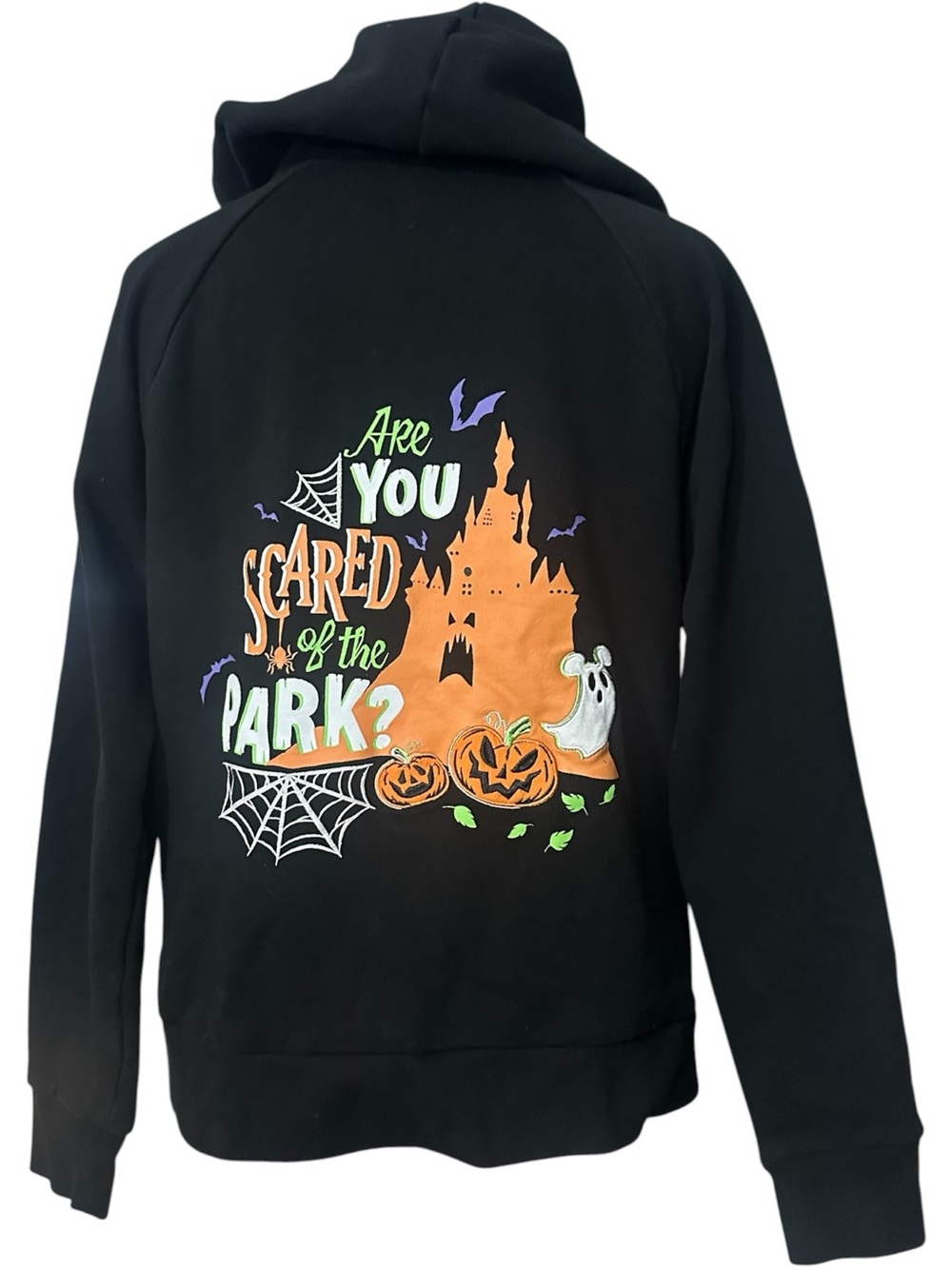 Disney Parks Halloween Graphic Hoodie Are You Scared of the Park Black Size M